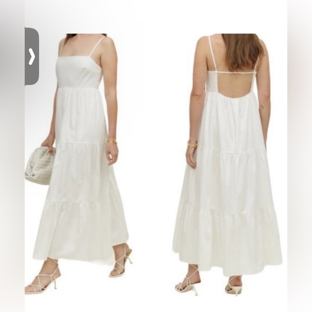 Reformation East Dress in White Cream Spaghetti Strap Maxi Dress Size Large